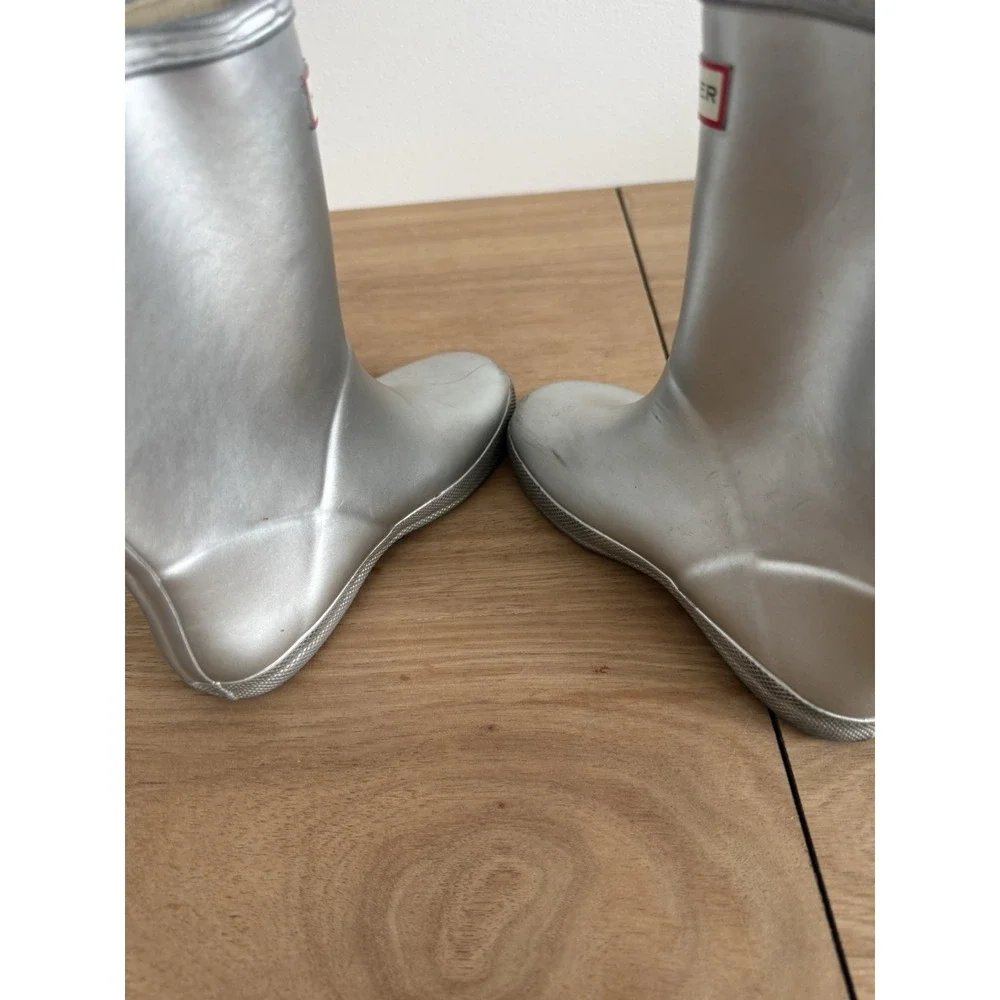 Hunter Kids First Classic Silver Rain Boots Waterproof Rubber Size 11 Toddler